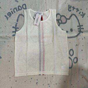 Thom Browne White Mesh Sleeveless Top